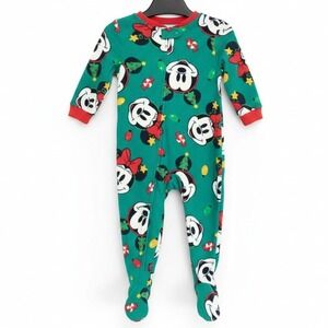 NWT‎ Disney Mickey Minnie Mouse Christmas Fleece Pajamas 18M Footed Sleeper PJs